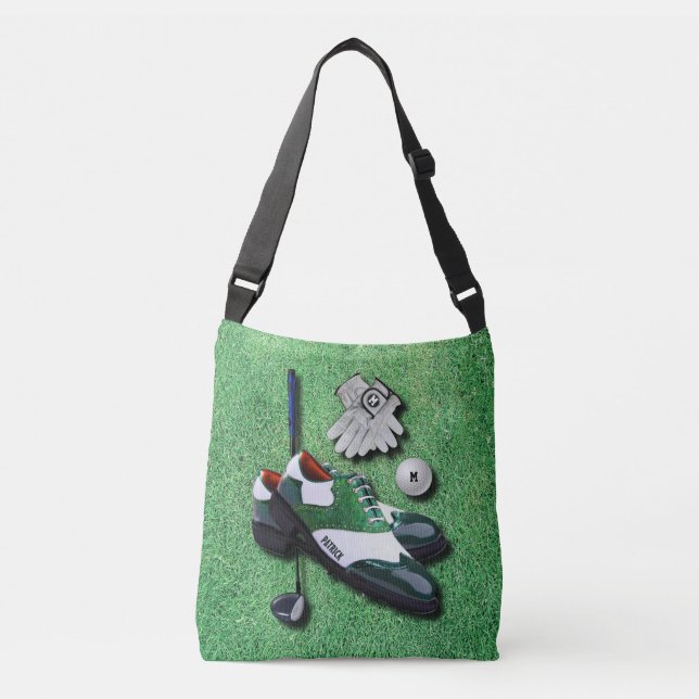 Golf Shoes Ball Gloves Club Driver With Your Name Crossbody Bag (Front)