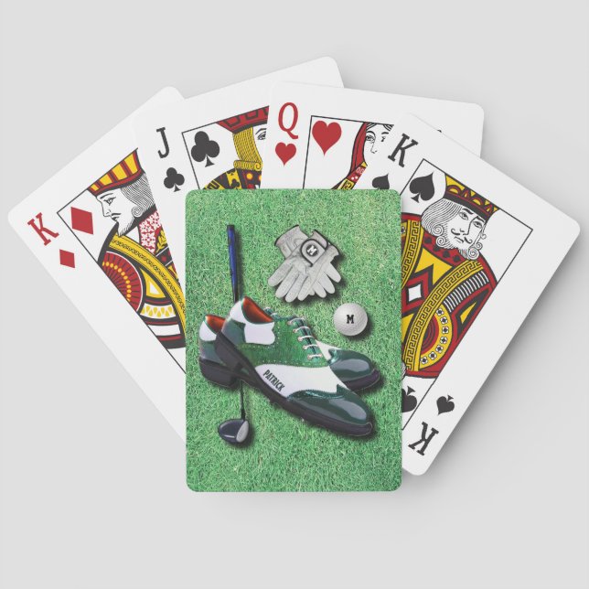 Golf Shoes Ball Gloves Club Driver With Your Name Poker Cards (Back)