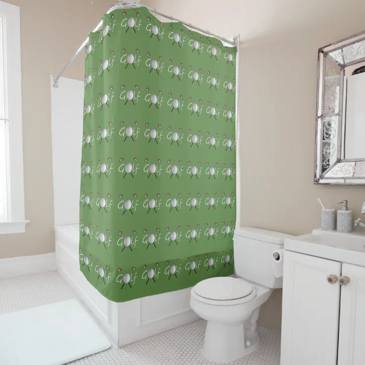 Golf Green Print Pattern Bathroom Shower Curtain main image 0