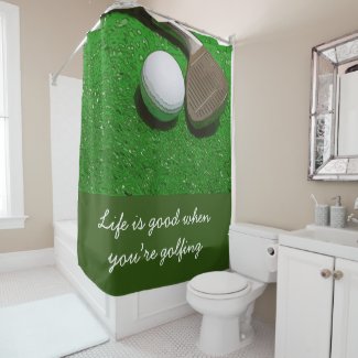 Golf Shower Curtain Life is good with golf ball