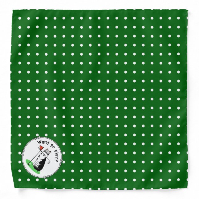 Golf Siberian Husky (black) Dog Playing Cute Funny Bandana (Front)