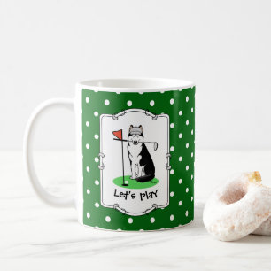 Golf Siberian Husky (black) Dog Playing Cute Funny Coffee Mug