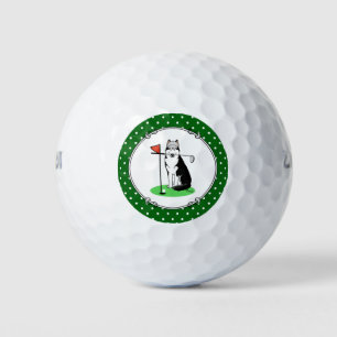 Golf Siberian Husky (black) Dog Playing Cute Funny Golf Balls