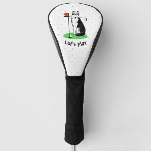 Golf Siberian Husky (black) Dog Playing Cute Funny Head Cover