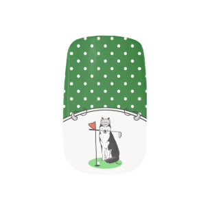 Golf Siberian Husky (black) Dog Playing Cute Funny Minx Nail Art
