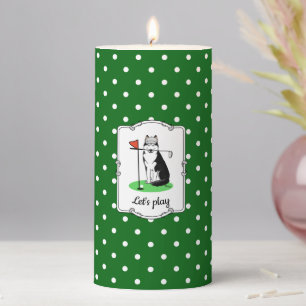 Golf Siberian Husky (black) Dog Playing Cute Funny Pillar Candle