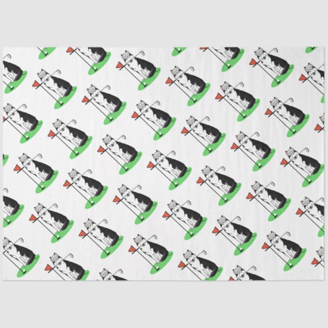 Golf Siberian Husky (black) Dog Playing Cute Funny Tissue Paper (Front)