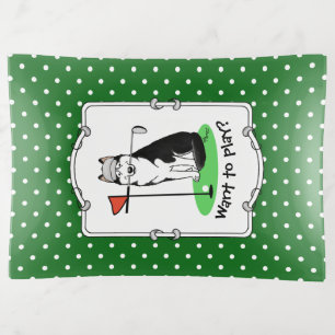 Golf Siberian Husky (black) Dog Playing Cute Funny Trinket Tray