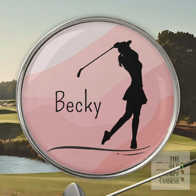 Golf Silhouette, Female, Name, On Red Ball Marker (Creator Uploaded)