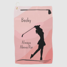 Golf Silhouette, Female, Name, On Red