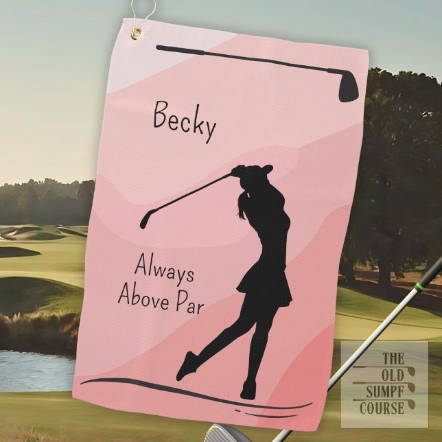 Golf Silhouette, Female, Name, On Red Towel (Creator Uploaded)