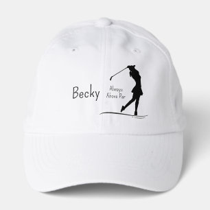 Golf Silhouette, Female, Name, Text Performance Cap