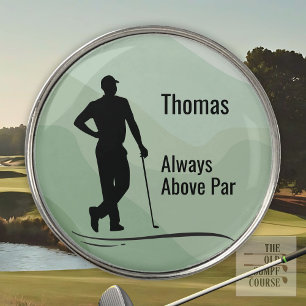 Golf Silhouette, Male, Name On Green Ball Marker