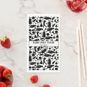 Golf Silhouette Pattern Classic Black & White Paper Guest Towels