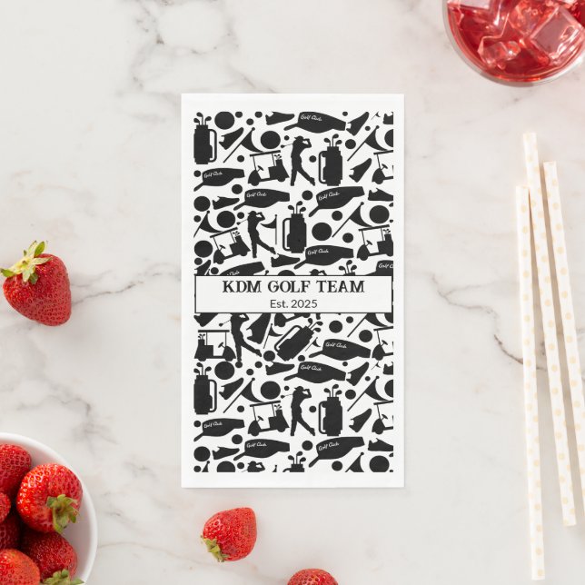 Golf Silhouette Pattern Classic Black & White  Paper Guest Towels (Insitu)