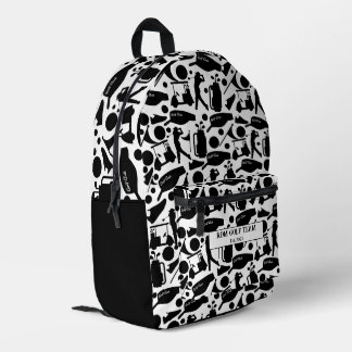 Golf Silhouette Pattern Classic Black & White Printed Backpack