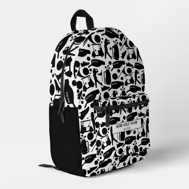 Golf Silhouette Pattern Classic Black & White  Printed Backpack (Back Corner Left)
