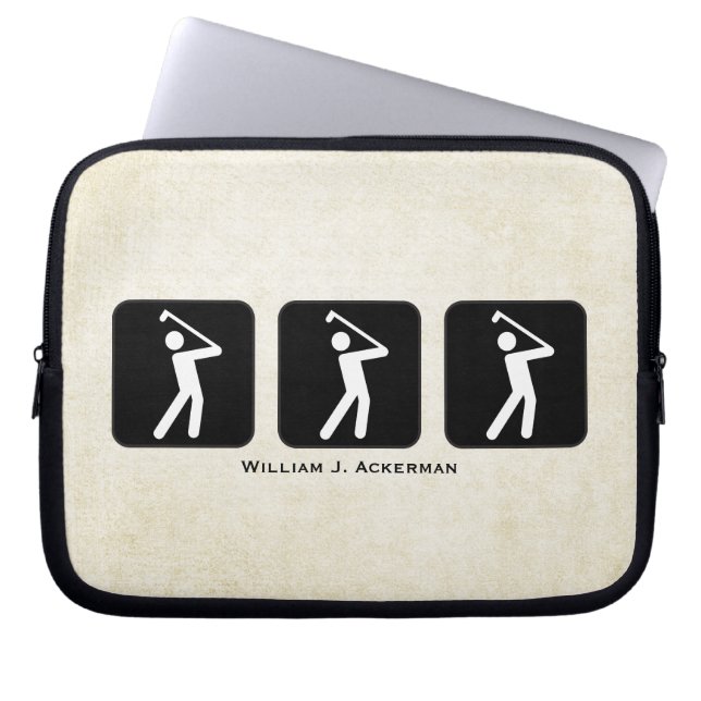 Golf Silhouetter Custom Personalized Golfer Laptop Sleeve (Front)