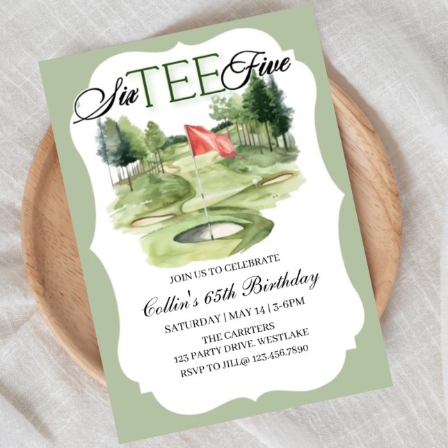 Golf SIX-TEE Birthday, 65, Golf Birthday,   Invitation (Creator Uploaded)