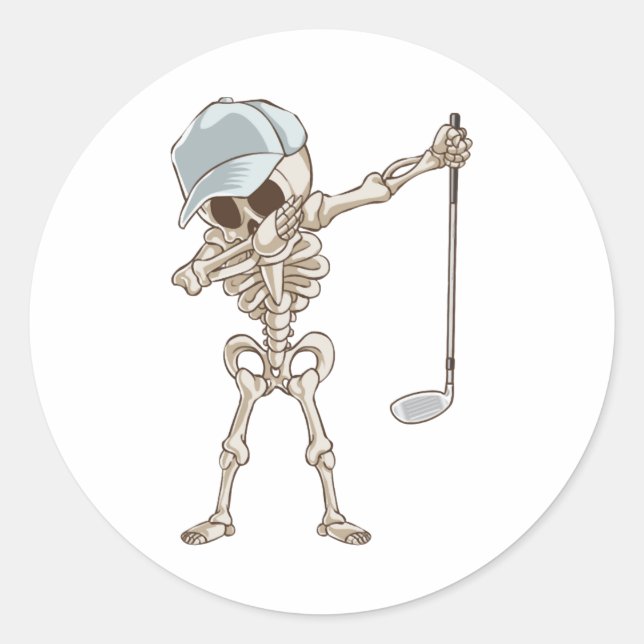 Golf Skeleton Classic Round Sticker (Front)