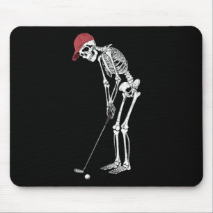 Golf Skeleton Halloween Player Catcher Mens Boys K Mouse Pad