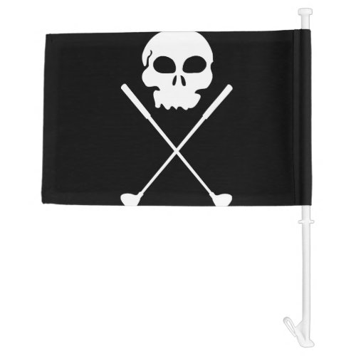 Golf Skull Crossed Clubs Car Flag