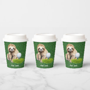 Golf Sloth Golfer at green grass Paper Cups