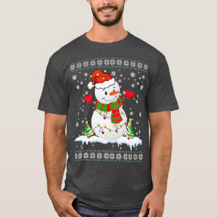 Golf Snowman Christmas Pajama Ugly Tee Sport Ball