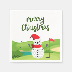 Golf Snowman for Golfer Merry Christmas Napkins