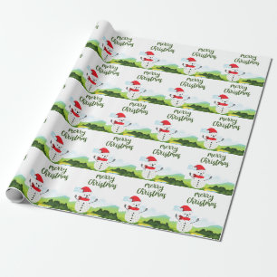 Golf Snowman for Golfer Merry Christmas Wrapping Paper