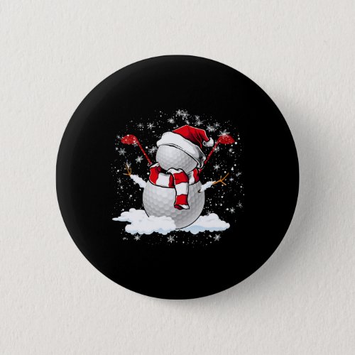 Golf Snowman in Christmas holiday Button