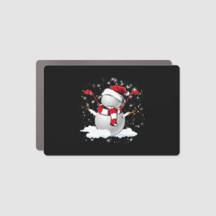 Golf Snowman in Christmas holiday Car Magnet