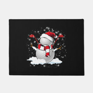 Golf Snowman in Christmas holiday Doormat