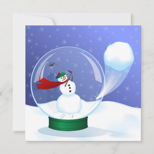 Golf Snowman Snow Globe Invitations