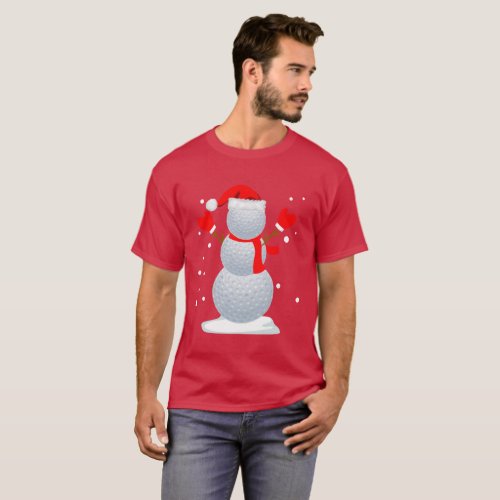 Golf Snowman T_Shirt Funny Christmas Gift Shirt