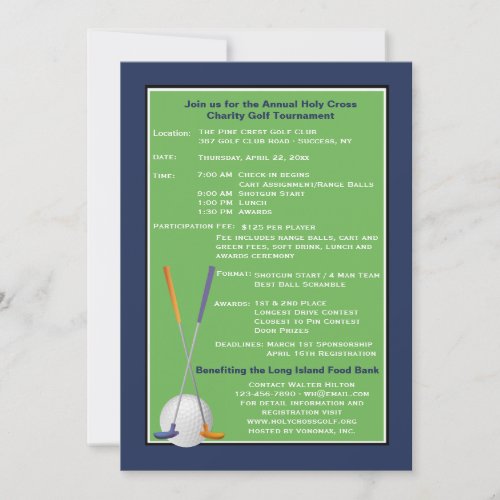 Golf Spirit Charity Tournament Invitation