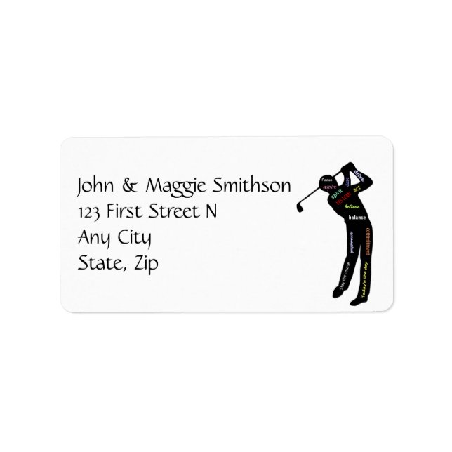 Golf, Sport, Motivational Words Custom Address Label (Front)
