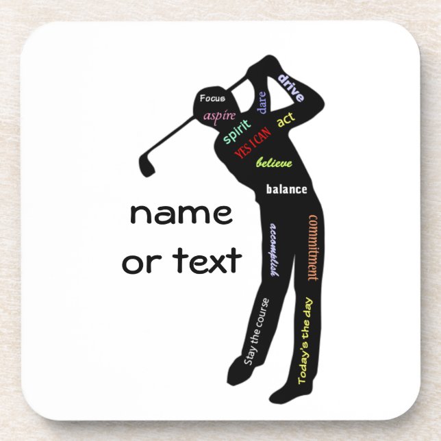Golf, Sport, Motivational Words Drink Coaster (Front)