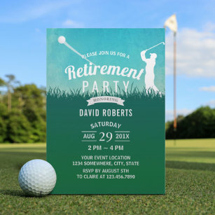 Golf Sport Retirement Party Watercolor Blue Sky Invitation