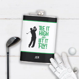 Golf Sports Cute Humor Tee Quote Black Green 8 oz Flask