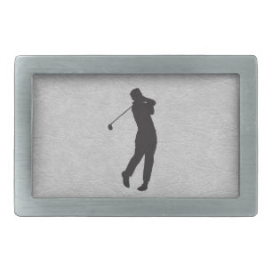 Golf Sports Design on Leather Look Rectangular Bel Belt Buckle