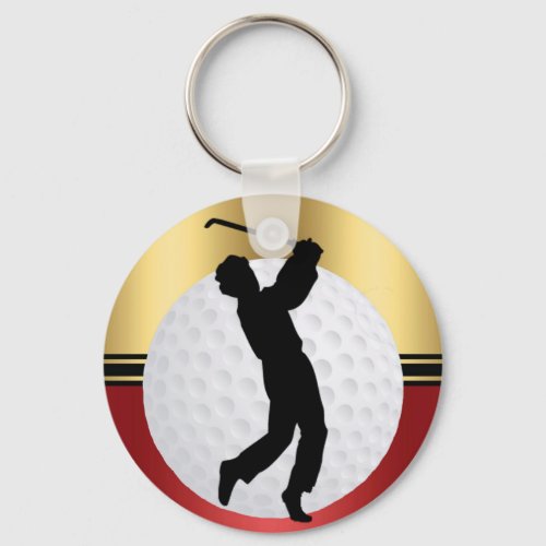 Golf Sports Emphasis ball and golfer Elegant Keychain