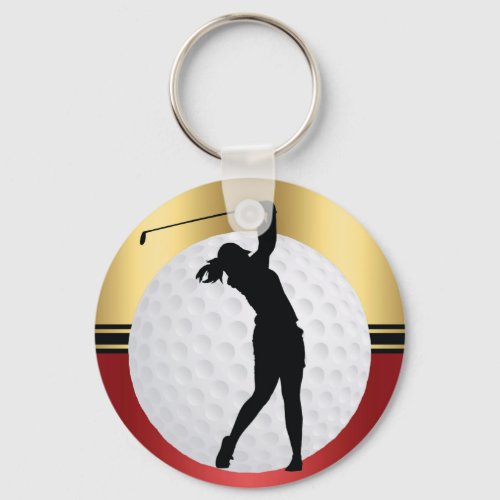 Golf Sports Emphasis ball and golfer Elegant Keychain