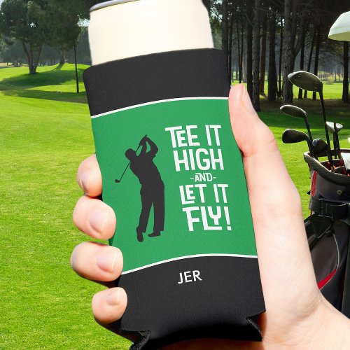 Golf Sports Funny Tee Quote Cute Mens Black Green Seltzer Can Cooler