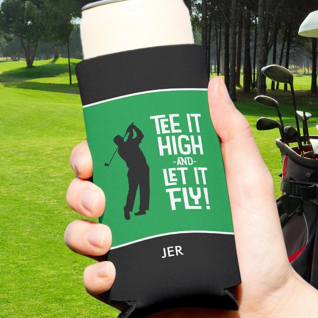 Golf Sports Funny Tee Quote Cute Men's Black Green Seltzer Can Cooler (Golf Sports Funny Tee Quote Cute Men's Black Green Seltzer Can Cooler)