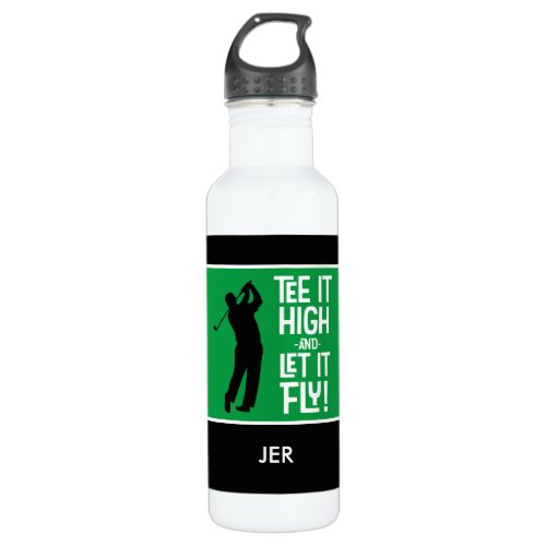 Golf Sports Humor Tee Quote Cute Mens Black Green Stainless Steel Water Bottle