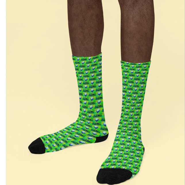 Golf Sports Theme Green Golfing Men's Socks (Golf themed socks.)