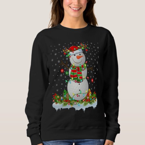 Golf Sports Xmas Lighting Funny Snowman Golf Ball  Sweatshirt