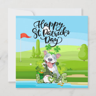 GOLF St. Patrick's Day for Golfer with DOG Holiday Card