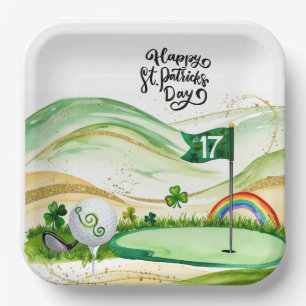 Golf St. Patrick's Day for Golfer with Flag  Paper Plates